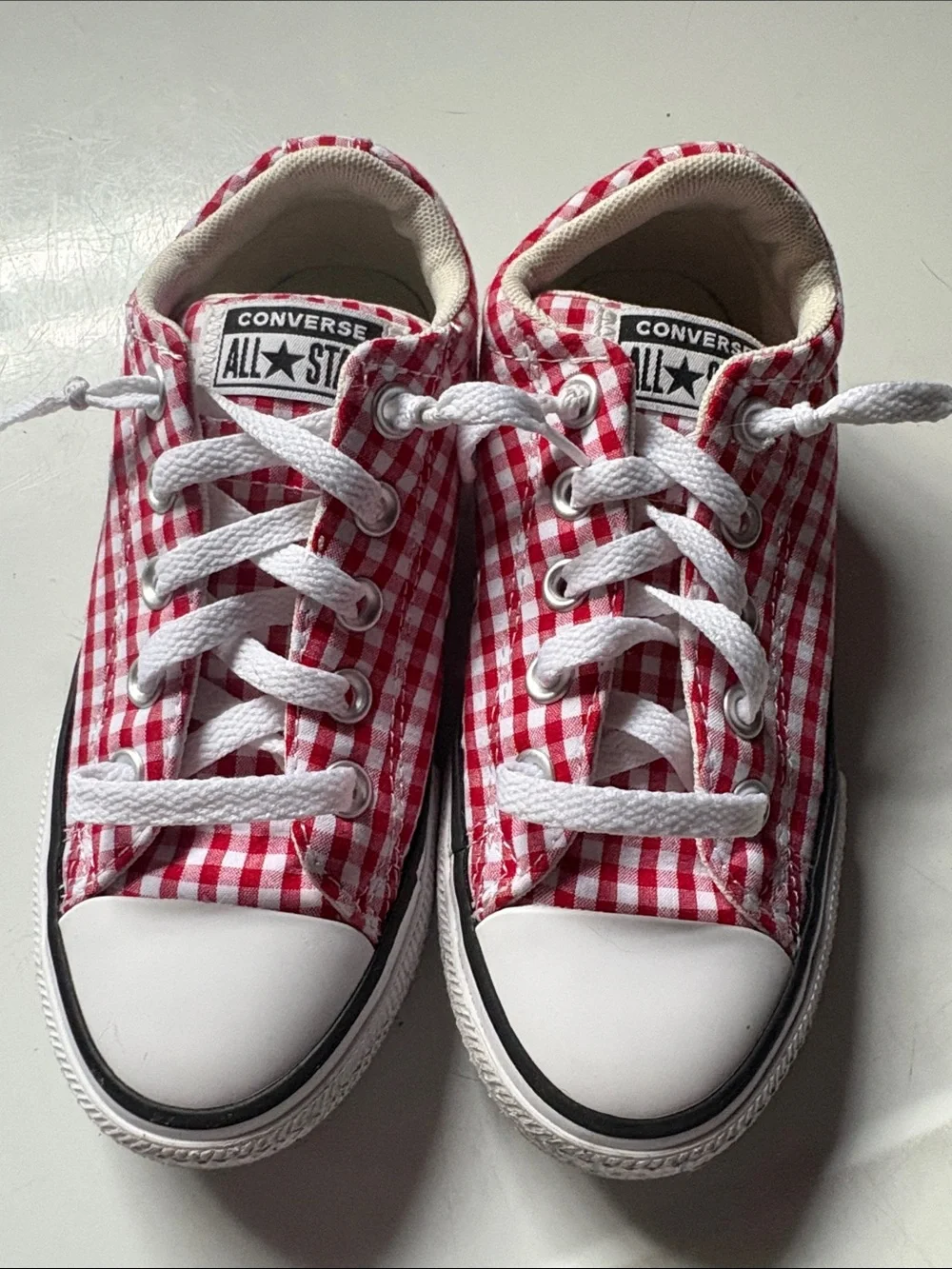 Converse Kids Red Gingham Low Top Sneakers